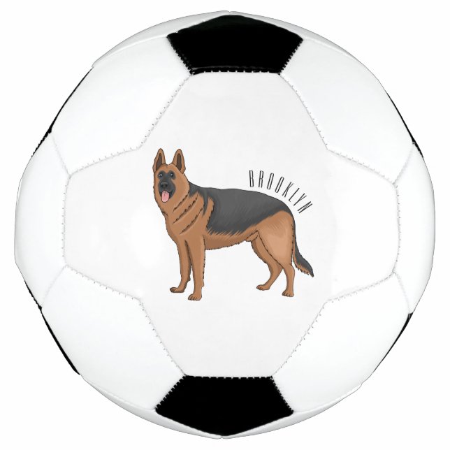 Balón De Fútbol Ilustracion personalizado de perro pastor alemán (Anverso)