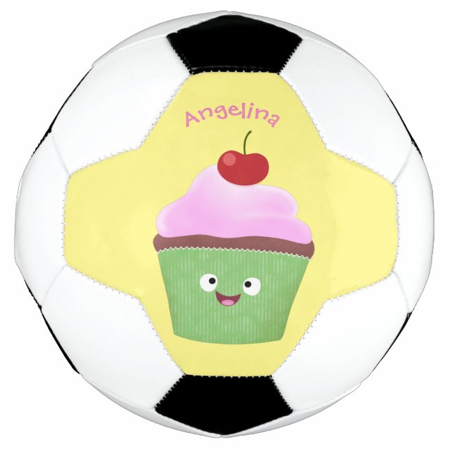 Balón De Fútbol Ilustracion personalizado de quequitos alegres (Anverso)