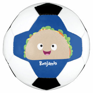 Balón De Fútbol Ilustracion personalizado de taco alegre sonriente
