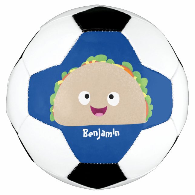 Balón De Fútbol Ilustracion personalizado de taco alegre sonriente (Anverso)
