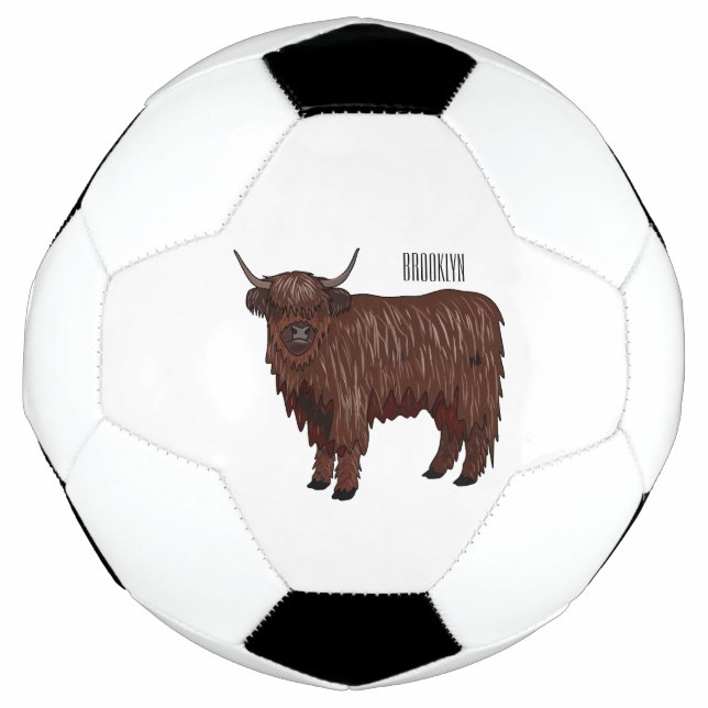 Balón De Fútbol Ilustracion personalizado de vaca de Highland (Anverso)
