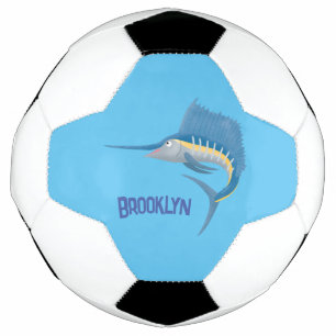 Balón De Fútbol Ilustracion personalizado divertido de pez espada