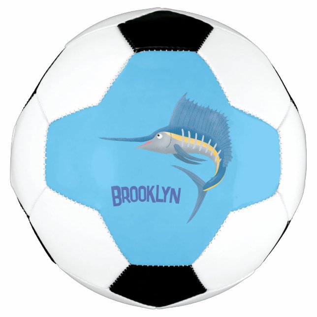 Balón De Fútbol Ilustracion personalizado divertido de pez espada (Anverso)