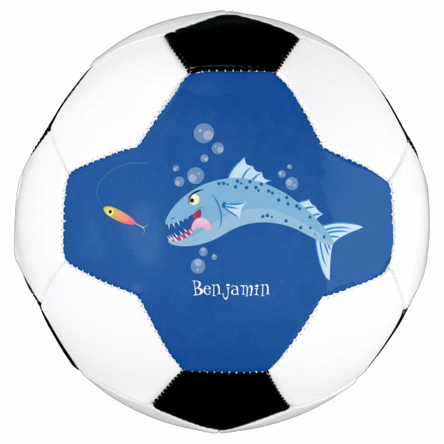 Balón De Fútbol Ilustracion personalizado pescador hambriento de b (Anverso)