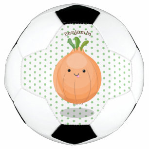 Balón De Fútbol Ilustracion personalizado verde de cebolla marrón