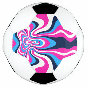 Balón De Fútbol Impresión de Arte de Olas Retro Vibrantes - Diseño