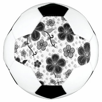 Balón De Fútbol Impresión floral en blanco y negro