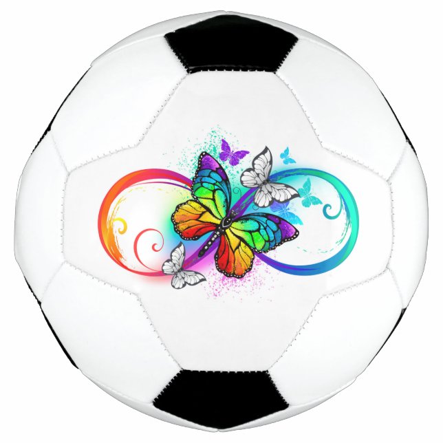 Balón De Fútbol Infinidad brillante con la mariposa arcoiris (Anverso)