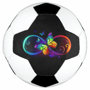 Balón De Fútbol Infinidad vibrante con mariposa arco iris sobre ne