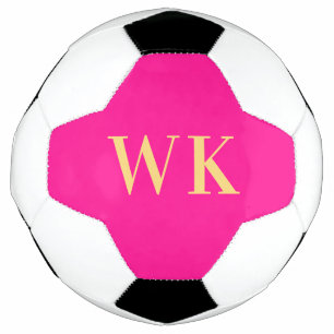 Balón De Fútbol Iniciales de monograma mínimo rosado caliente