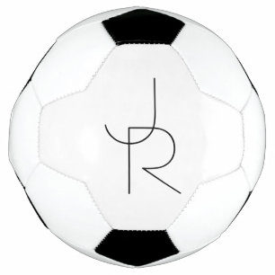 Balón De Fútbol Iniciales de superposición   Negro Sobre Blanco