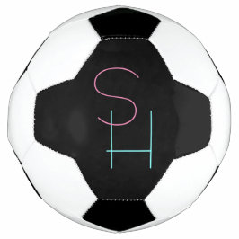 Balón De Fútbol Iniciales superpuestas modernas | Rosa Turquesa Ne