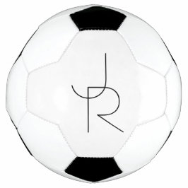 Balón De Fútbol Iniciales superpuestas | Negro Sobre Blanco