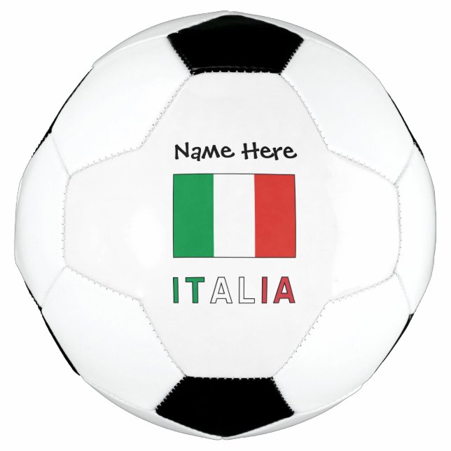 Balón De Fútbol Italia e Bandiera Italiana con il Tuo Nome Soccer (Anverso)