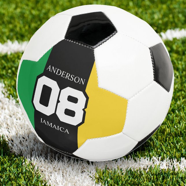 Balón De Fútbol Jamaica Green Gold Team Number Apellido Jamaican (jamaica colors soccer ball)