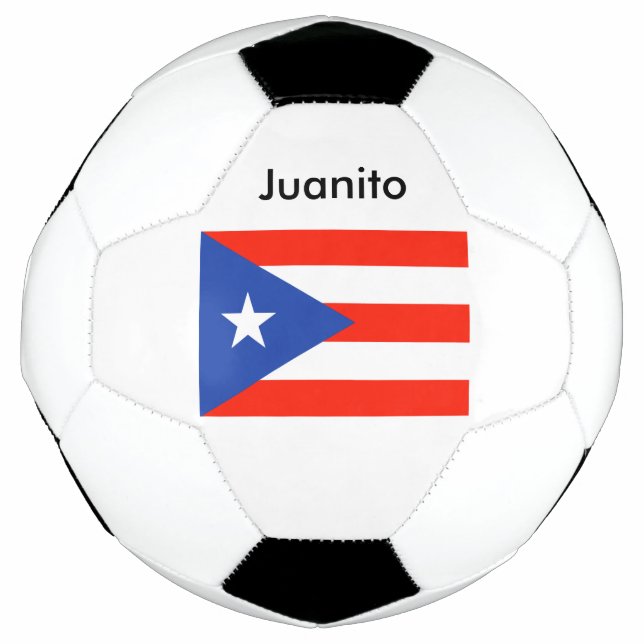 Balón De Fútbol La Bandera Puertorriqueña Personalizada del person (Anverso)