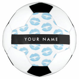 Balón De Fútbol Labios azules, besos, pintalabios, tu nombre, pers