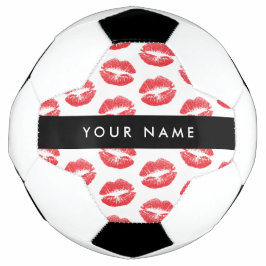 Balón De Fútbol Labios rojos, besos, pintalabios, tu nombre, perso