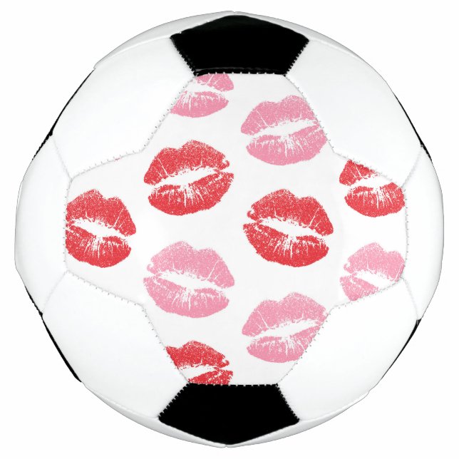 Balón De Fútbol Labios rojos y rosados, patrón de labios, labios,  (Anverso)