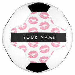Balón De Fútbol Labios rosados, besos, pintalabios, tu nombre, per