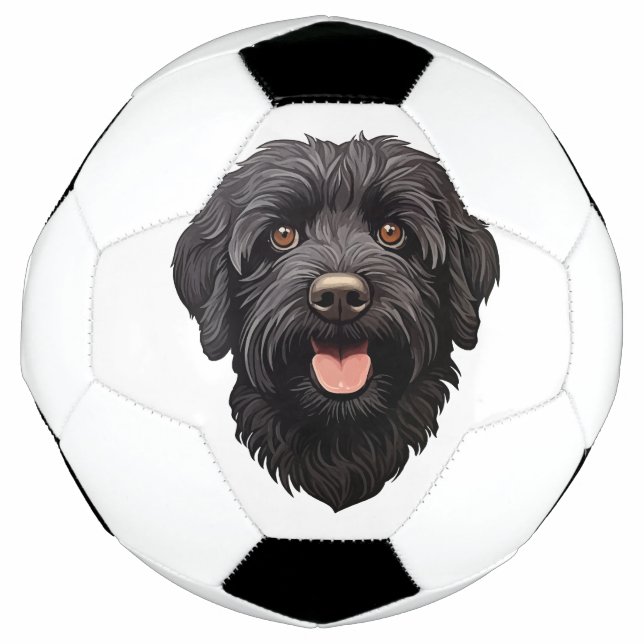 Balón De Fútbol Labradoodle Perro Negro (Anverso)