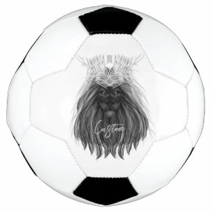 Balón De Fútbol León negro con corona y monograma