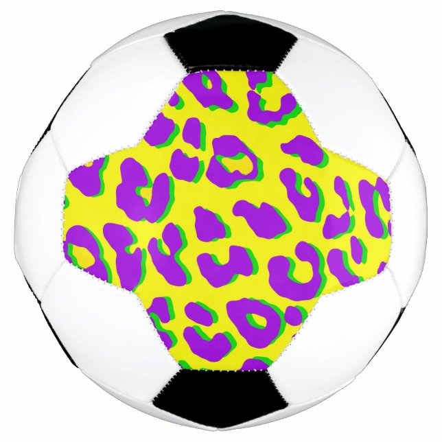 Balón De Fútbol Leopardo Imprimir verde morado amarillo (Anverso)