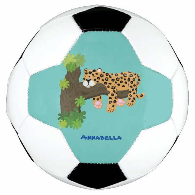 Balón De Fútbol Leopardo lindo durmiendo en un ilustracion de pers (Anverso)