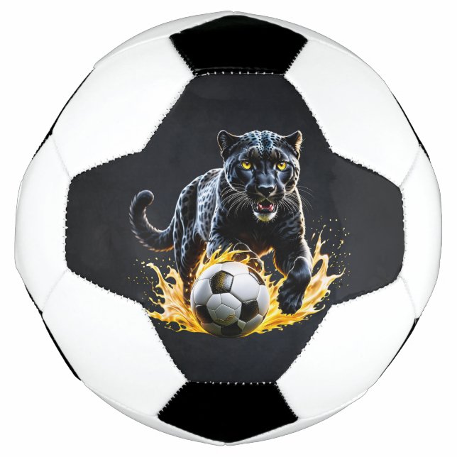 Balón De Fútbol Leopardo negro jugando con un fútbol. (Anverso)