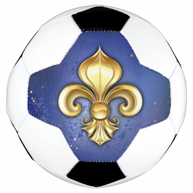 Balón De Fútbol Lirios de oro sobre azul (Anverso)