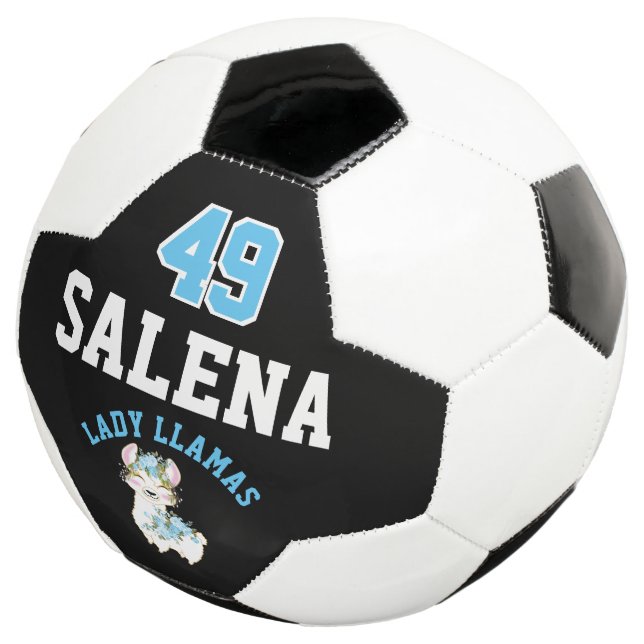 Balón De Fútbol Llama al fútbol - azul, negro y blanco (Tres cuartos)