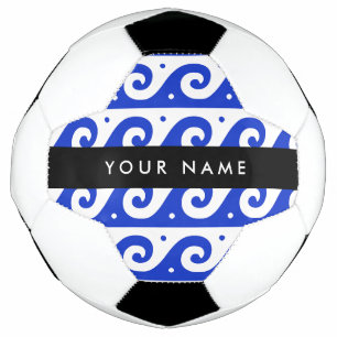 Balón De Fútbol Llave de malandrina griega, llave de ola, azul, tu