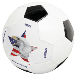 Balón De Fútbol Llorando águila calva, la bandera estadounidense,