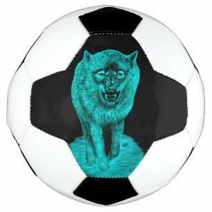 Balón De Fútbol Lobo negro enojado en la noche