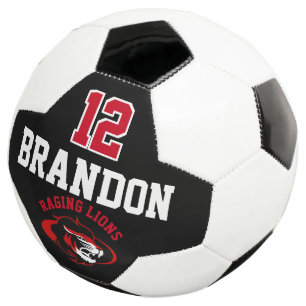 Balón De Fútbol Logo de Team Soccer - Rojo, Negro y Blanco