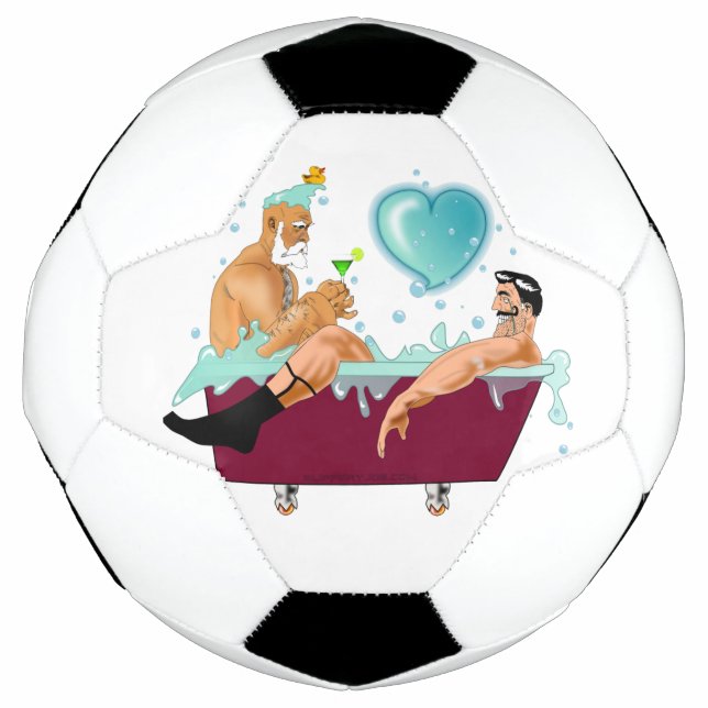Balón De Fútbol Los dos hombres gay de SlipperyJoe aman la bañera  (Anverso)