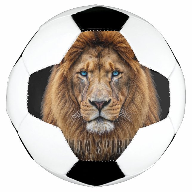 Balón De Fútbol Majestic Lion Face with Blue Eyes | Wildlife Anima (Anverso)