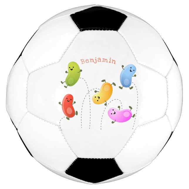 Balón De Fútbol Malas judías felices saltando ilustracion personal (Anverso)