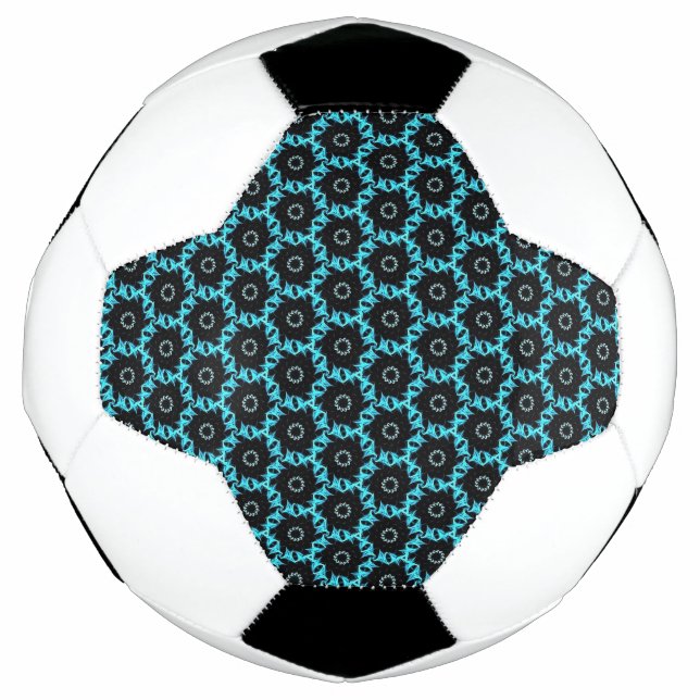 Balón De Fútbol Mandala azul eléctrica (Anverso)