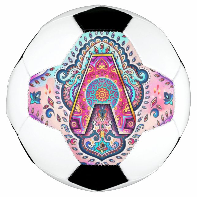 Balón De Fútbol Mandalá de la letra A (Anverso)