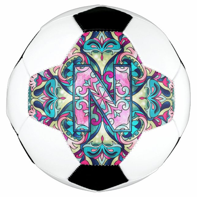 Balón De Fútbol mandala de la letra N (Anverso)