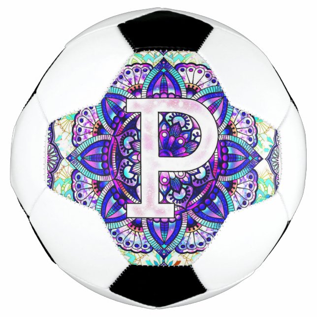 Balón De Fútbol mandala de la letra P (Anverso)