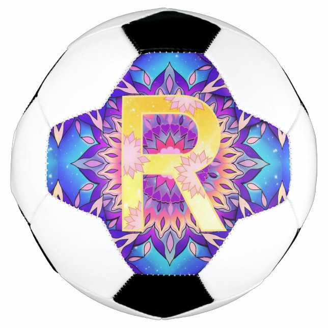 Balón De Fútbol mandala de la letra R (Anverso)