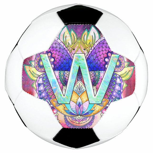 Balón De Fútbol Mandala de la letra W (Anverso)