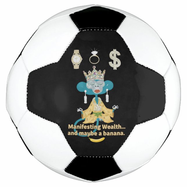 Balón De Fútbol Manifesting Wealth Monkey zen art  (Anverso)