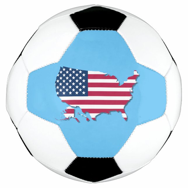 Balón De Fútbol Mapa de Estados Unidos y bandera azul blanco rojo (Anverso)