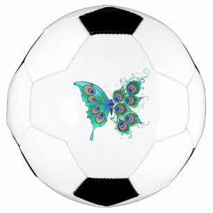 Balón De Fútbol Mariposa con plumas de pavo real verde