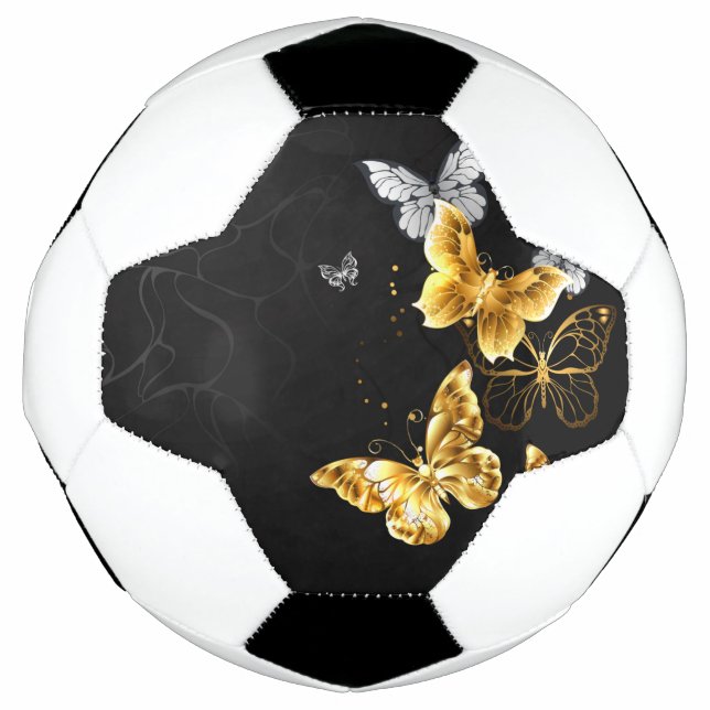 Balón De Fútbol Mariposas doradas y blancas (Anverso)