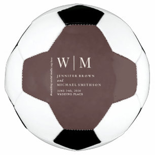Balón De Fútbol Marrón Chocolate Moderno Beige Divertido para Boda