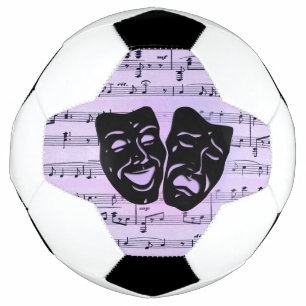 Balón De Fútbol Máscaras de Música y Teatro Moradas